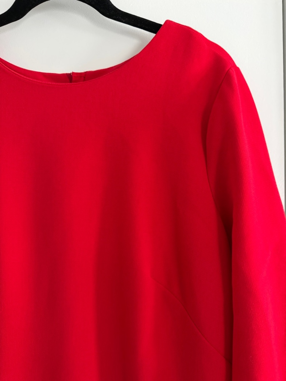 Ann Taylor Vibrant Red Long-Sleeve Midi Dress